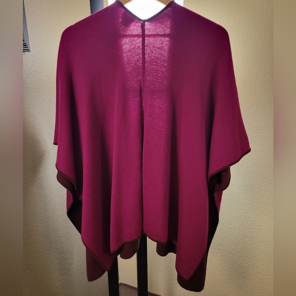 Magenta Button Side Open Front Drape Poncho - image 4